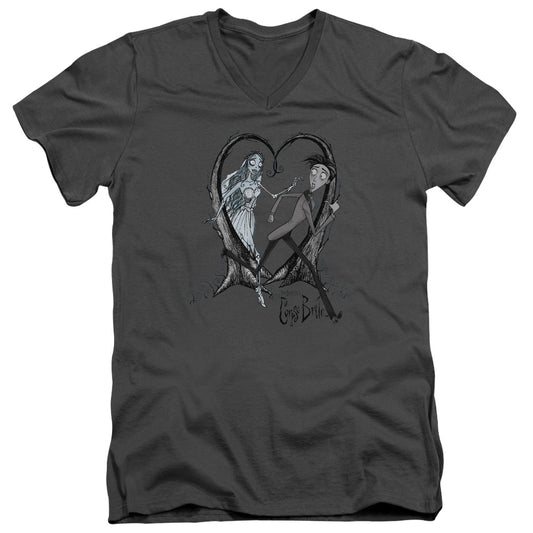 Corpse Bride - Runaway Groom - Short Sleeve Adult V-neck - Charcoal T-shirt