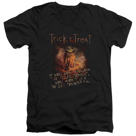 Trick R Treat - Rules - Short Sleeve Adult V-neck 30/1 - Black T-shirt