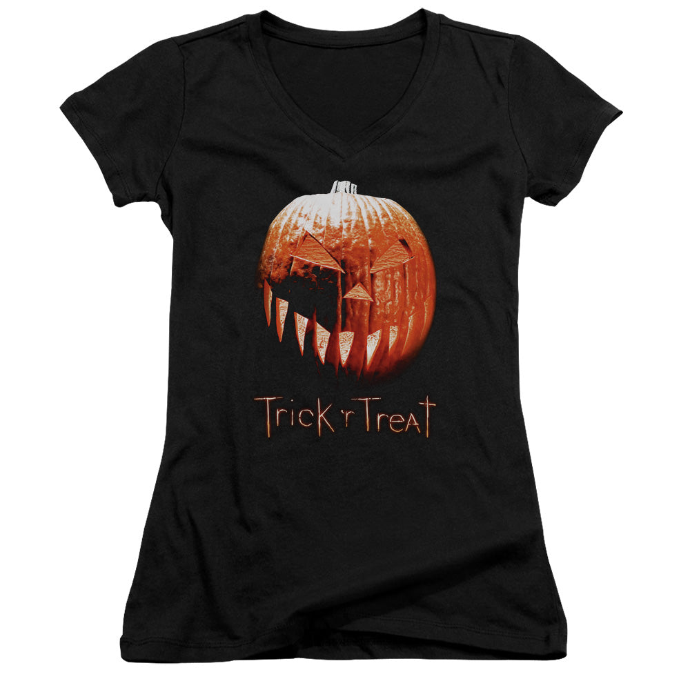 Trick R Treat Pumpkin - Junior V-neck - Black