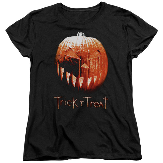 Trick R Treat - Pumpkin - Short Sleeve Women"s Tee - Black T-shirt