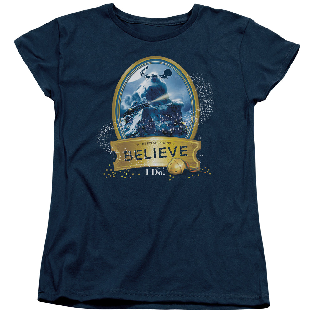 Polar Express - True Believer - Short Sleeve Womens Tee - Navy T-shirt