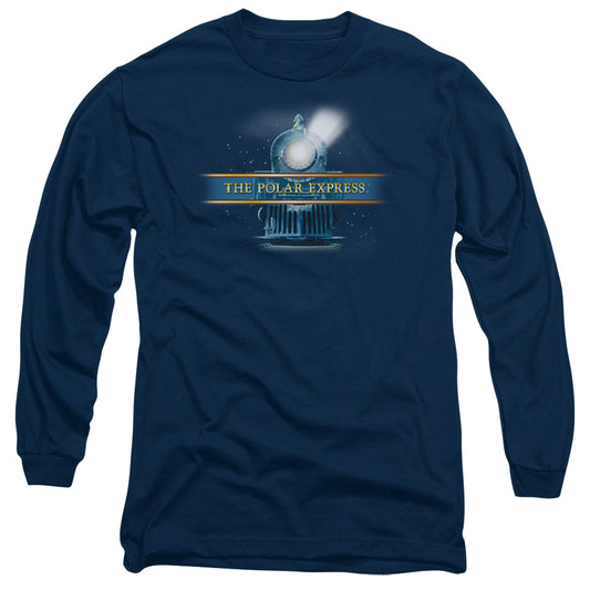 Polar Express - Train Logo - Long Sleeve Adult 18/1 - Navy T-shirt