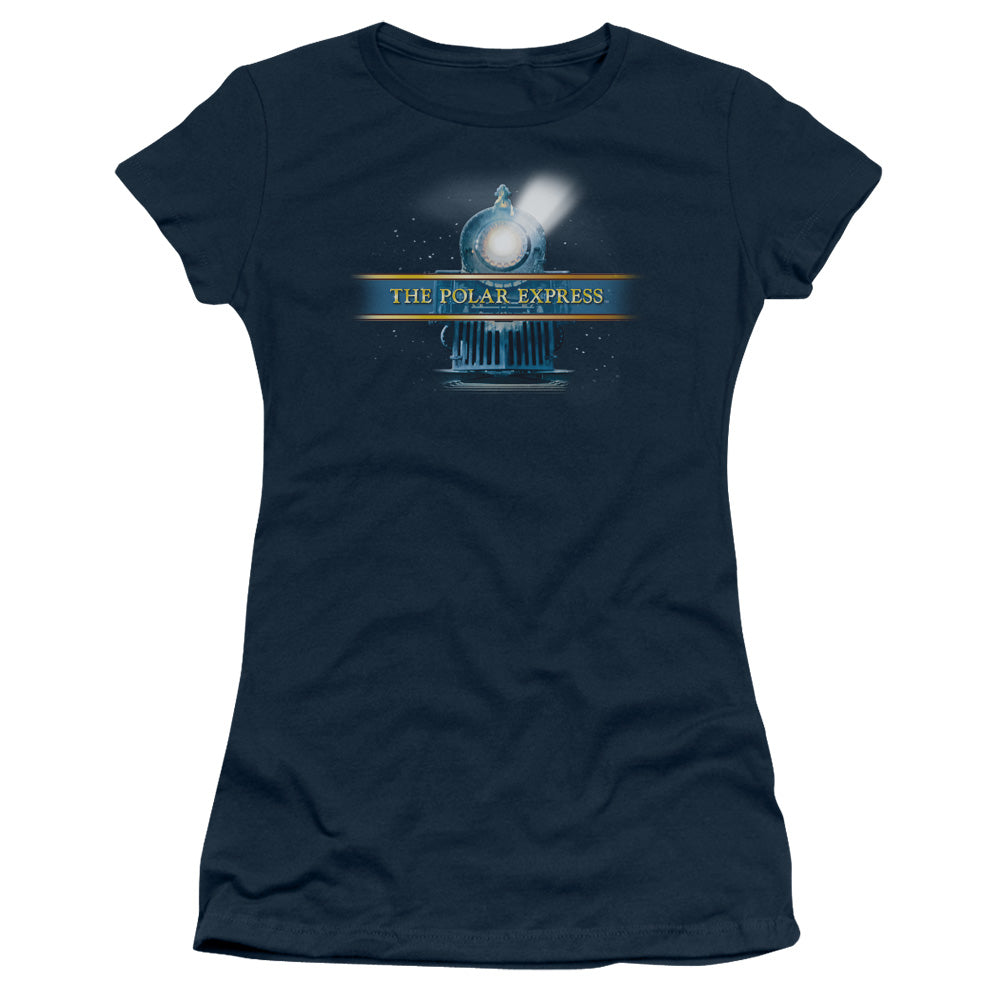 Polar Express - Train Logo - Short Sleeve Junior Sheer - Navy T-shirt