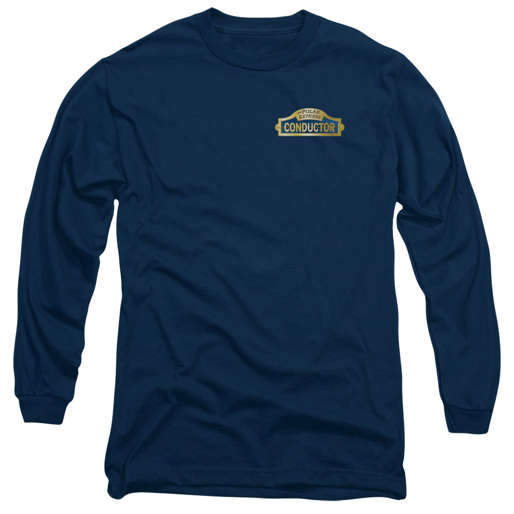 Polar Express - Conductor - Long Sleeve Adult 18/1 - Navy T-shirt