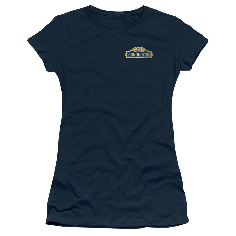 Polar Express - Conductor - Short Sleeve Junior Sheer - Navy T-shirt
