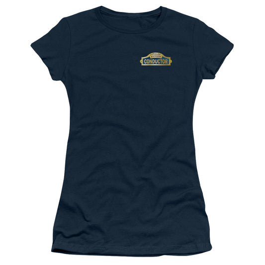 Polar Express - Conductor - Short Sleeve Junior Sheer - Navy T-shirt