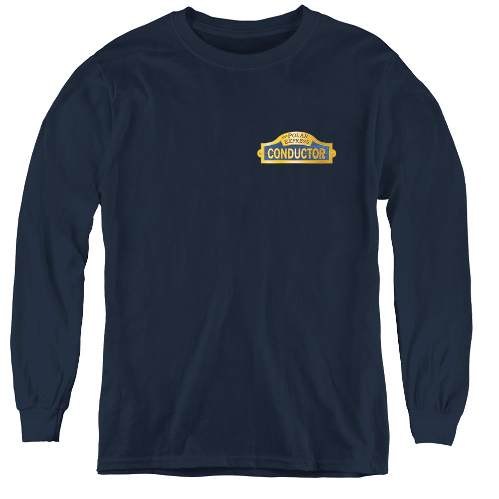 Polar Express - Conductor - Youth Long Sleeve Tee - Navy