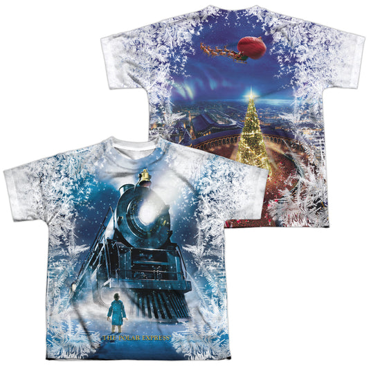 Polar Express - Journey (Front/back Print) - Short Sleeve Youth Poly Crew - White T-shirt