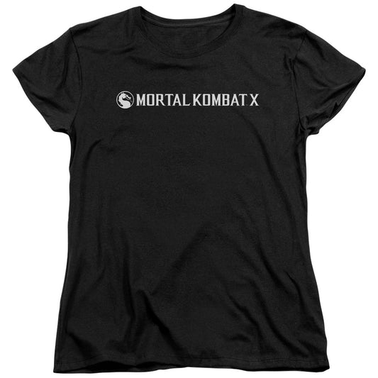 Mortal Kombat X - Horizontal Logo - Short Sleeve Womens Tee - Black T-shirt