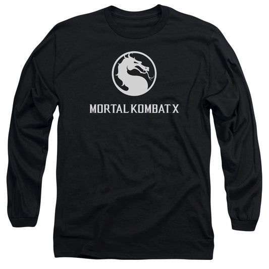 Mortal Kombat X - Dragon Logo - Long Sleeve Adult 18/1 - Black T-shirt