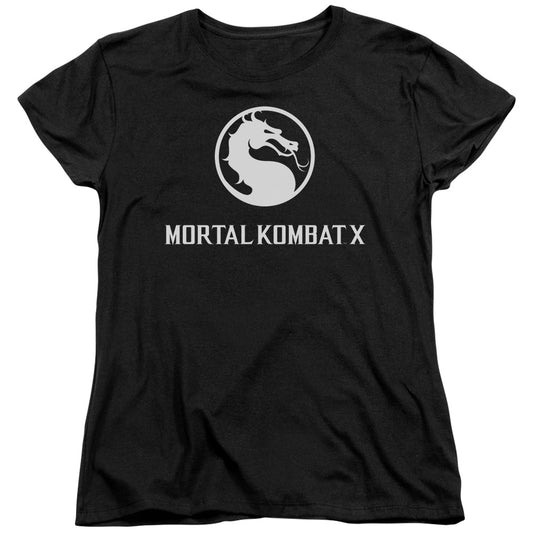 Mortal Kombat X - Dragon Logo - Short Sleeve Womens Tee - Black T-shirt