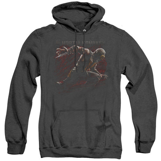 Mortal Kombat X - Scorpion Lunge - Adult Heather Hoodie - Black