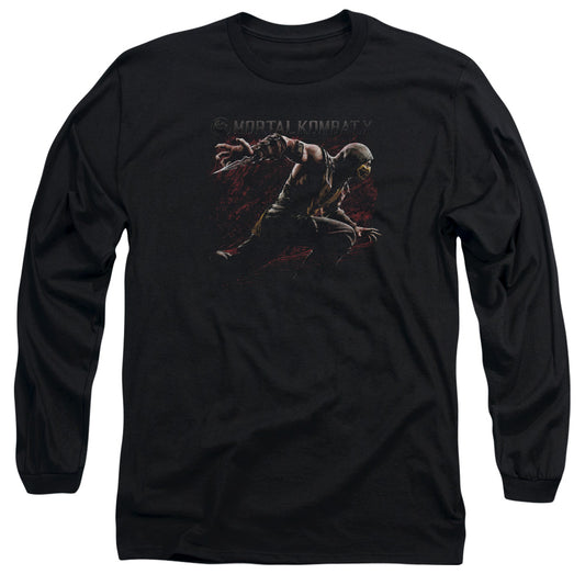 Mortal Kombat X - Scorpion Lunge - Long Sleeve Adult 18/1 - Black T-shirt