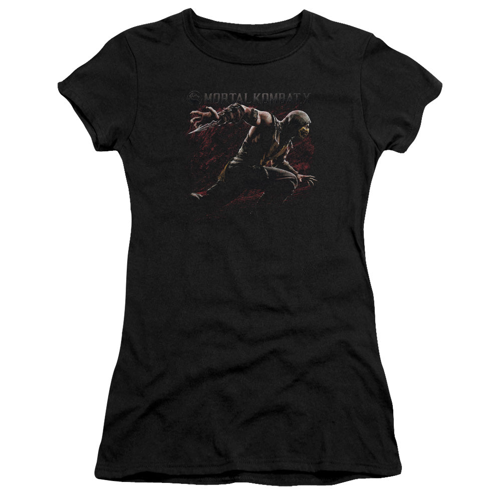 Mortal Kombat X - Scorpion Lunge - Short Sleeve Junior Sheer - Black T-shirt