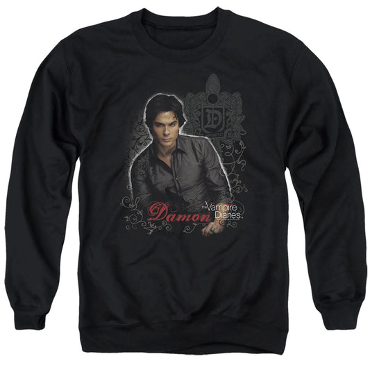 Vampire Diaries - Damon - Adult Crewneck Sweatshirt - Black