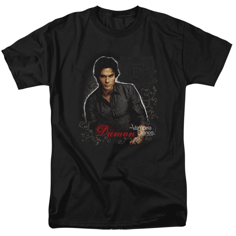 Vampire Diaries - Damon - Short Sleeve Adult 18/1 - Black T-shirt