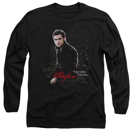 Vampire Diaries - Stefan - Long Sleeve Adult 18/1 - Black T-shirt