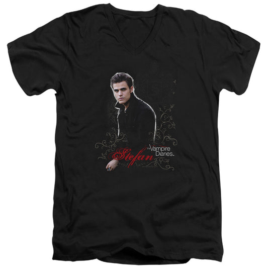 Vampire Diarieshort Sleevetefan - S - S Adult V-neck - Black T-shirt