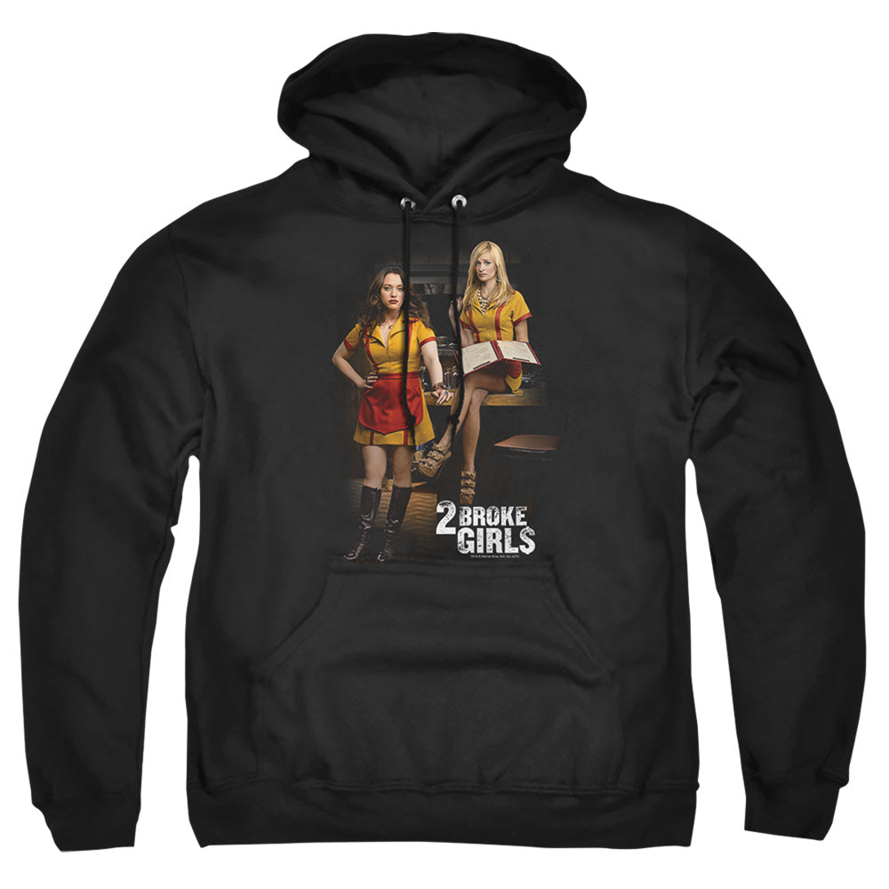 2 Broke Girls - Max &amp; Caroline - Adult Pull-over Hoodie - Black