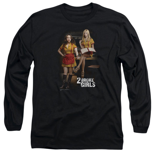 2 Broke Girls - Max & Caroline - Long Sleeve Adult 18/1 - Black T-shirt