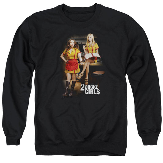 2 Broke Girls - Max &amp; Caroline - Adult Crewneck Sweatshirt - Black