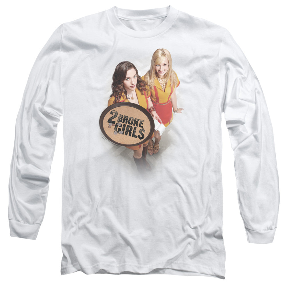 2 Broke Girls - Tips Really - Long Sleeve Adult 18/1 - White T-shirt