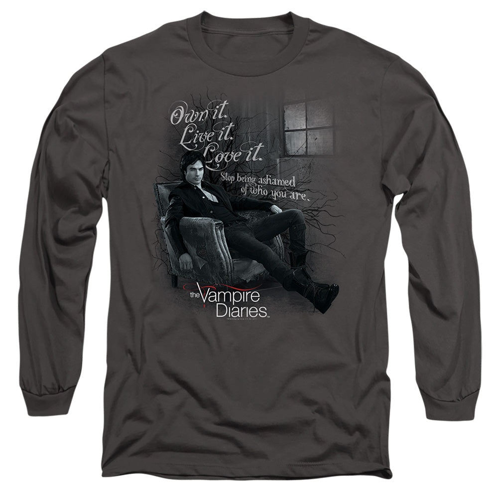 Vampire Diaries - Be Yourself - Long Sleeve Adult 18/1 - Charcoal T-shirt