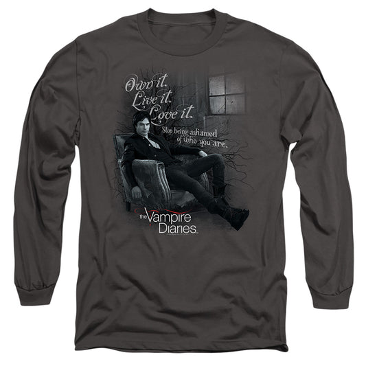Vampire Diaries - Be Yourself - Long Sleeve Adult 18/1 - Charcoal T-shirt