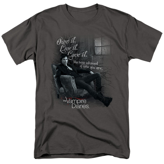 Vampire Diaries - Be Yourself - Short Sleeve Adult 18/1 - Charcoal T-shirt