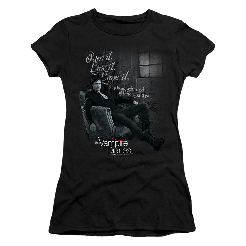 Vampire Diaries - Be Yourself - Short Sleeve Junior Sheer - Black T-shirt