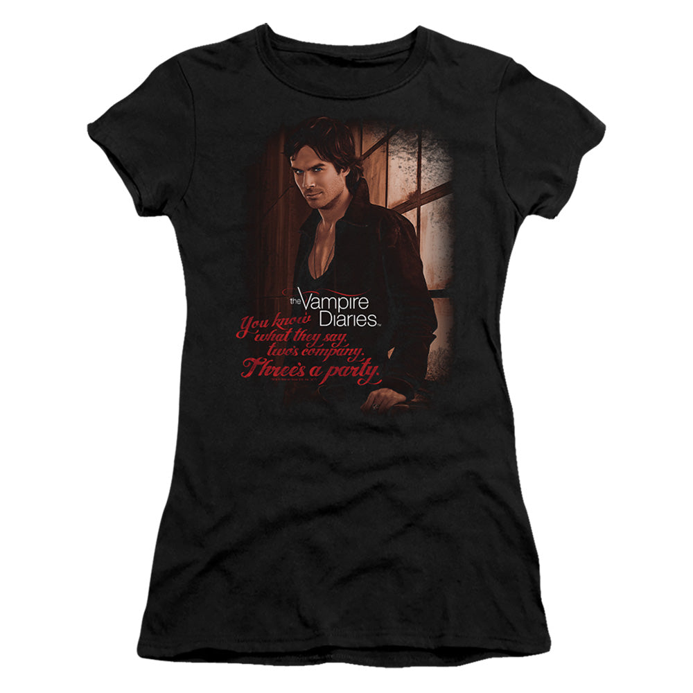Vampire Diaries - Threes A Party - Short Sleeve Junior Sheer - Black T-shirt