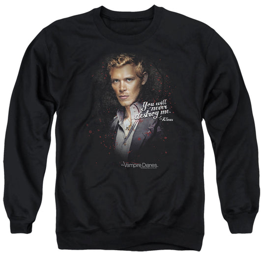 Vampire Diaries - Never Destroy - Adult Crewneck Sweatshirt - Black