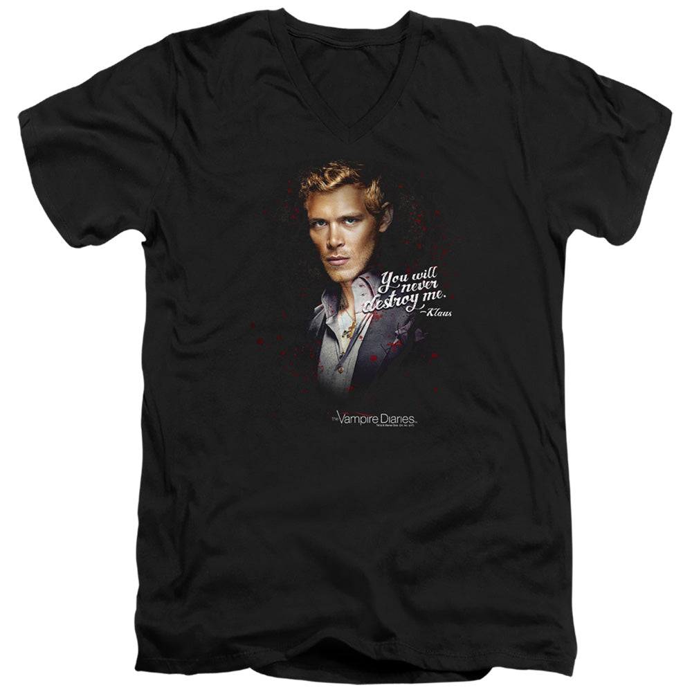 Vampire Diaries - Never Destroy - Short Sleeve Adult V-neck - Black T-shirt