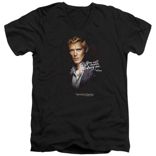 Vampire Diaries - Never Destroy - Short Sleeve Adult V-neck - Black T-shirt