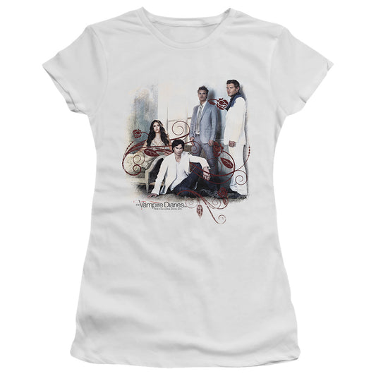 Vampire Diaries - 3 + 1 - Short Sleeve Junior Sheer - White T-shirt