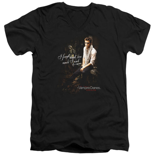 Vampire Diaries - I Used To Care - Short Sleeve Adult V-neck - Black T-shirt