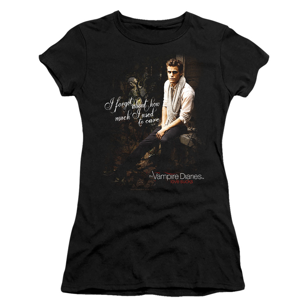 Vampire Diaries - I Used To Care - Short Sleeve Junior Sheer - Black T-shirt