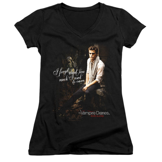 Vampire Diaries - I Used To Care - Junior V-neck - Black