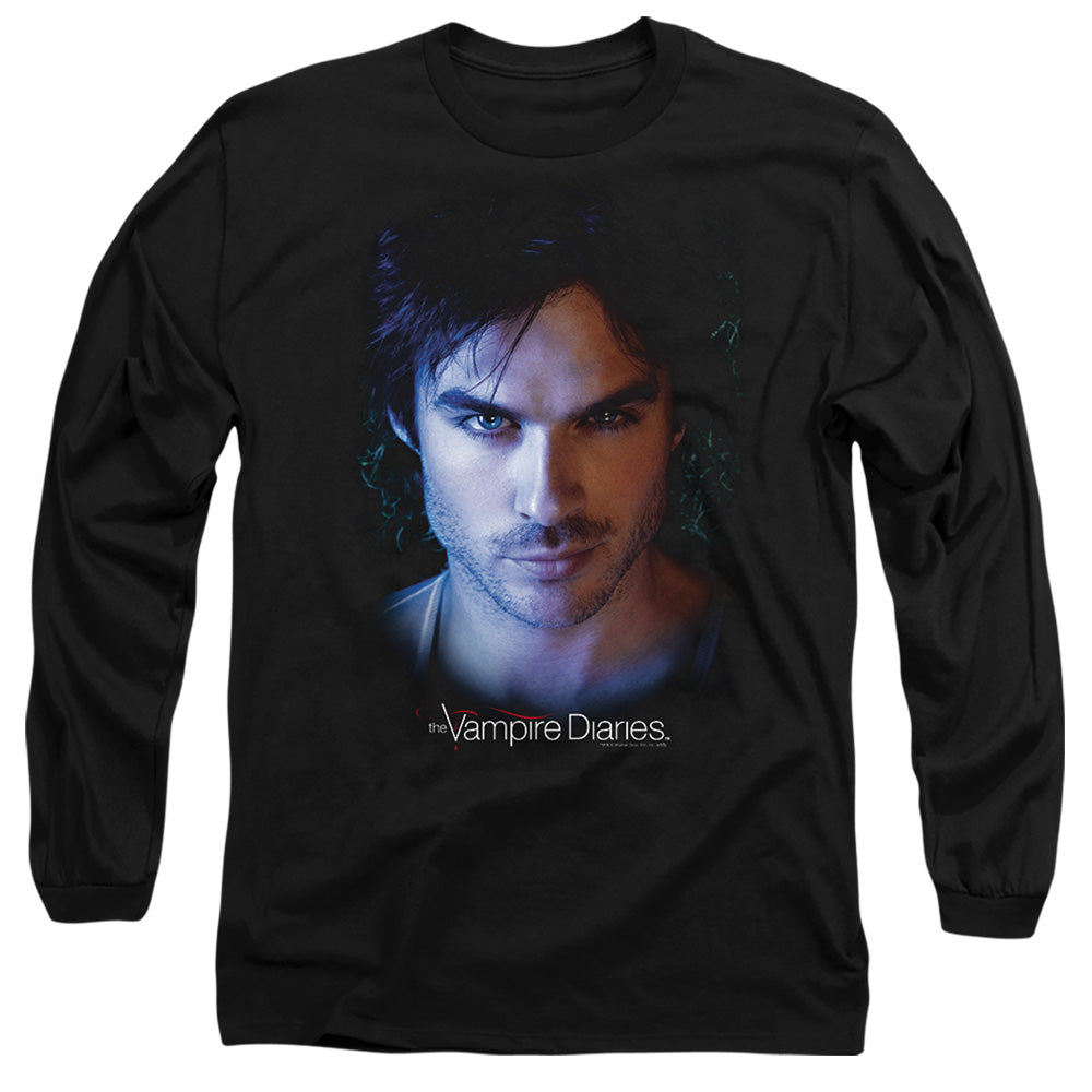 Vampire Diaries - Damon - Long Sleeve Adult 18/1 - Black T-shirt