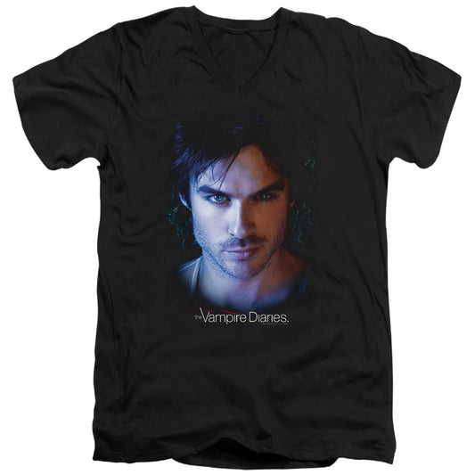 Vampire Diaries - Damon - Short Sleeve Adult V-neck - Black T-shirt