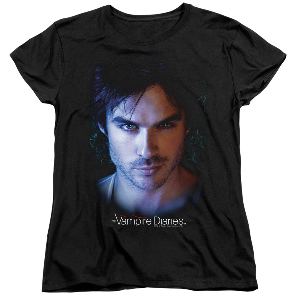 Vampire Diaries - Damon - Short Sleeve Womens Tee - Black T-shirt