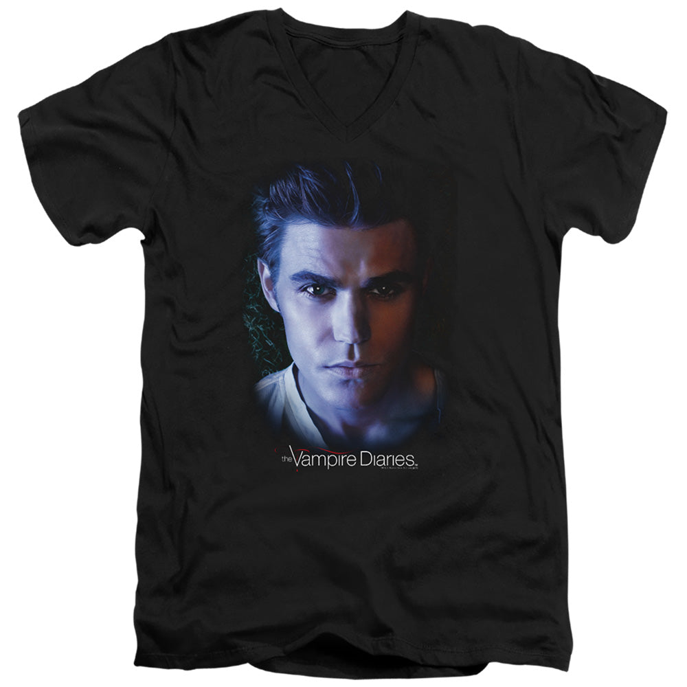 Vampire Diarieshort Sleevetefan - S - S Adult V-neck - Black T-shirt