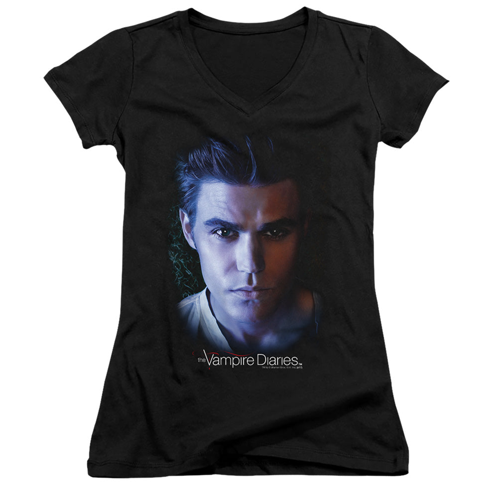 Vampire Diarieshort Sleevetefan - Junior V-neck - Black T-shirt