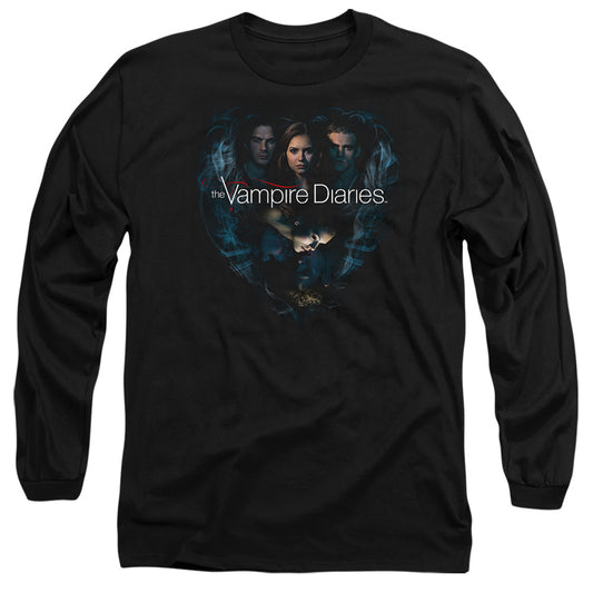 Vampire Diaries - Hearts Desire - Long Sleeve Adult 18/1 - Black T-shirt