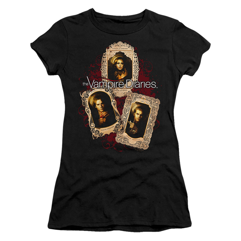 Vampire Diaries - Holy Cards - Short Sleeve Junior Sheer - Black T-shirt