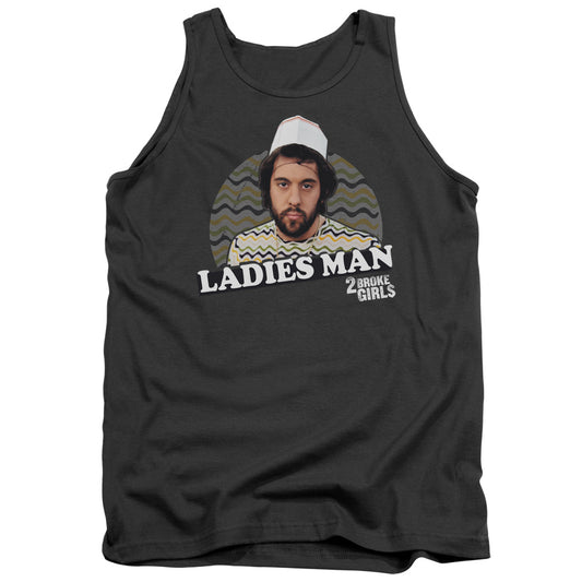 2 Broke Girls - Ladies Man - Adult Tank - Charcoal