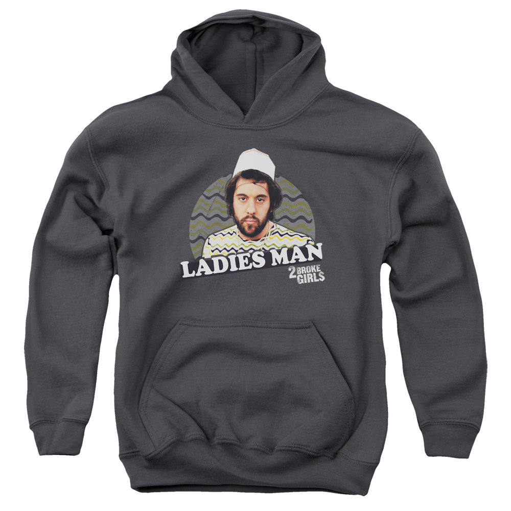 2 Broke Girls - Ladies Man - Youth Pull-over Hoodie - Charcoal