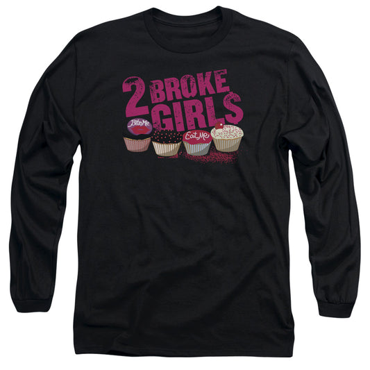 2 Broke Girls - Cupcakes - Long Sleeve Adult 18/1 - Black T-shirt