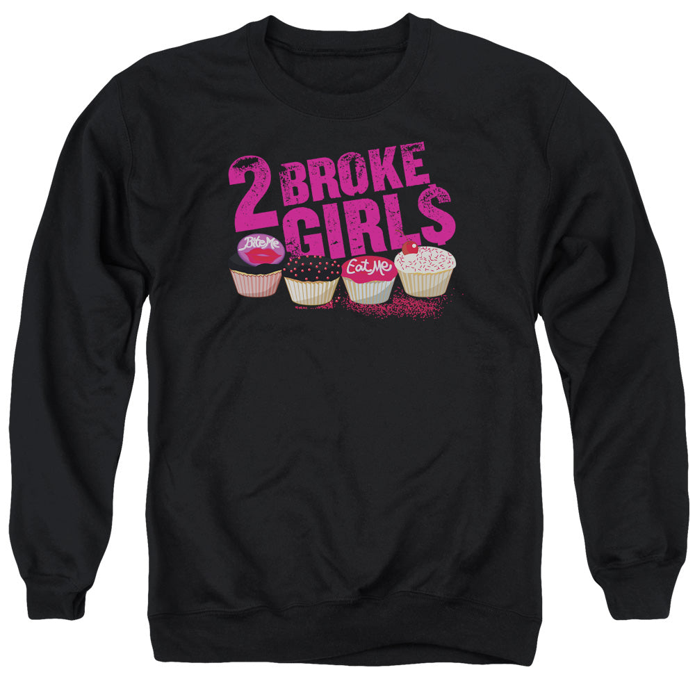 2 Broke Girls - Cupcakes - Adult Crewneck Sweatshirt - Black
