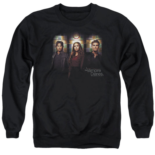 Vampire Diarieshort Sleevetained Windows - Adult Crewneck Sweatshirt - Black T-shirt